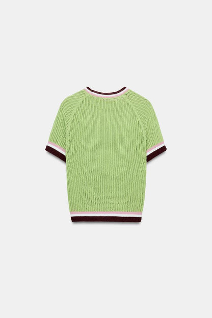 SHORT SLEEVE KNIT TOP