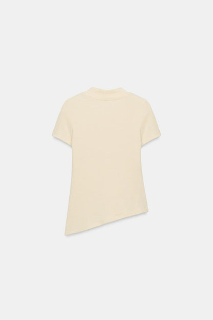 ASYMMETRIC HEM V-NECK T-SHIRT