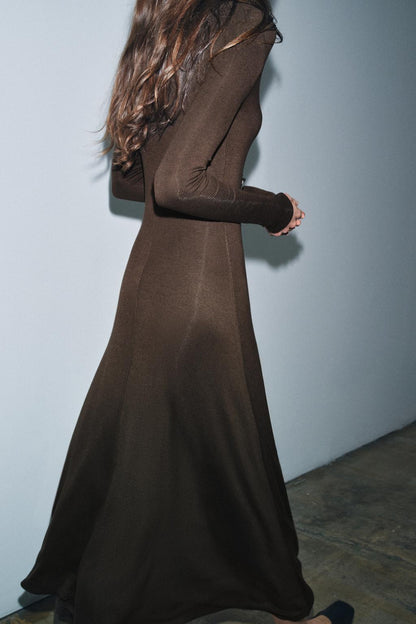LONG V-NECK DRESS