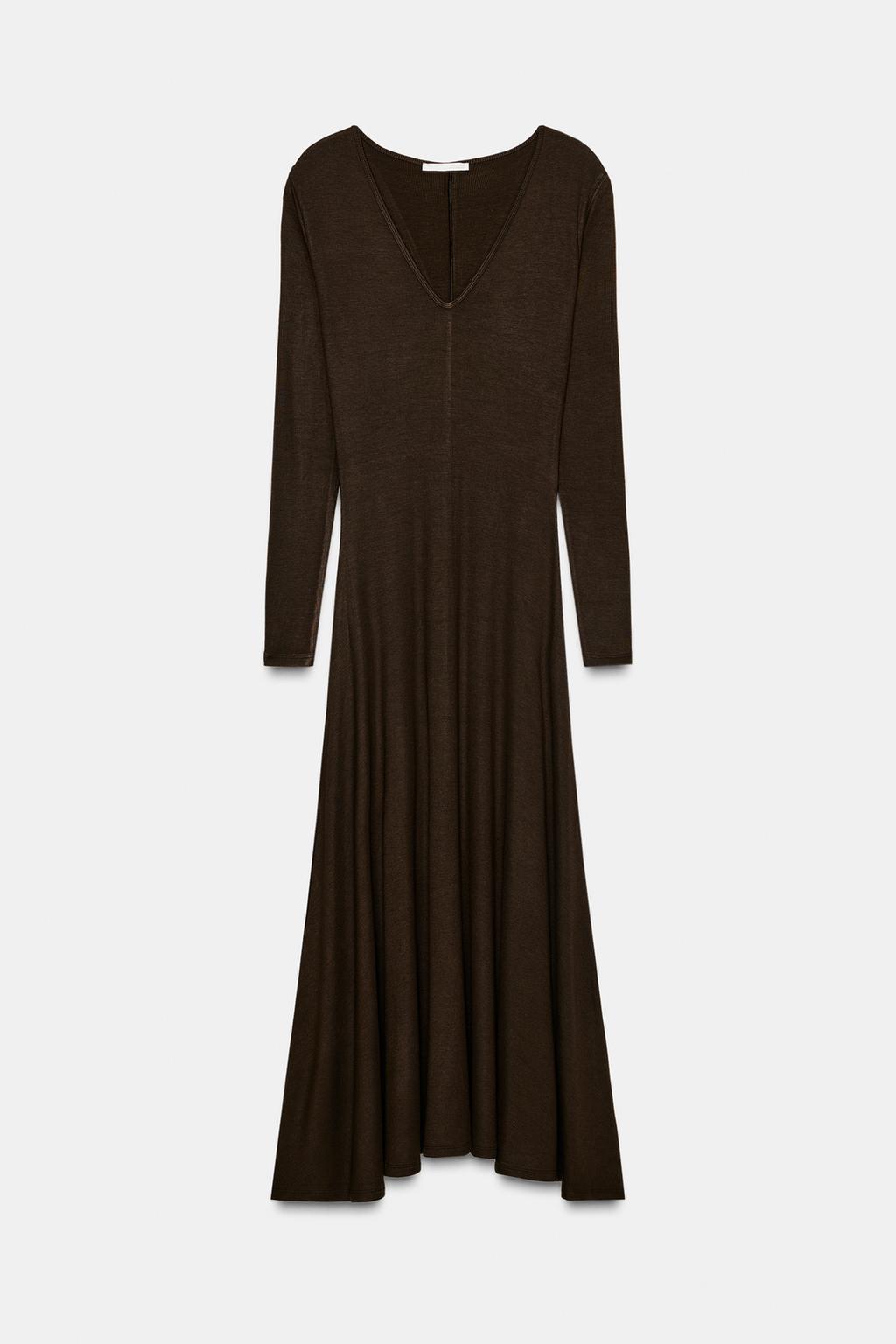 LONG V-NECK DRESS