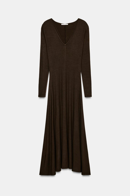 LONG V-NECK DRESS
