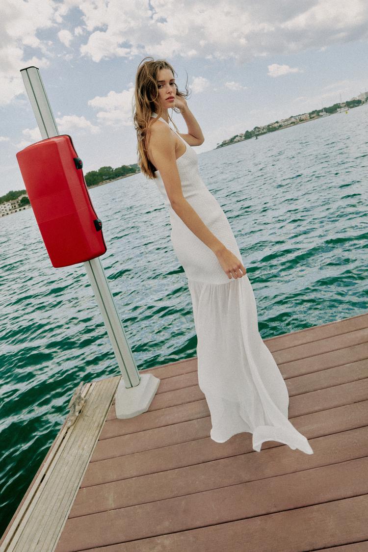COMBINED KNIT HALTER DRESS