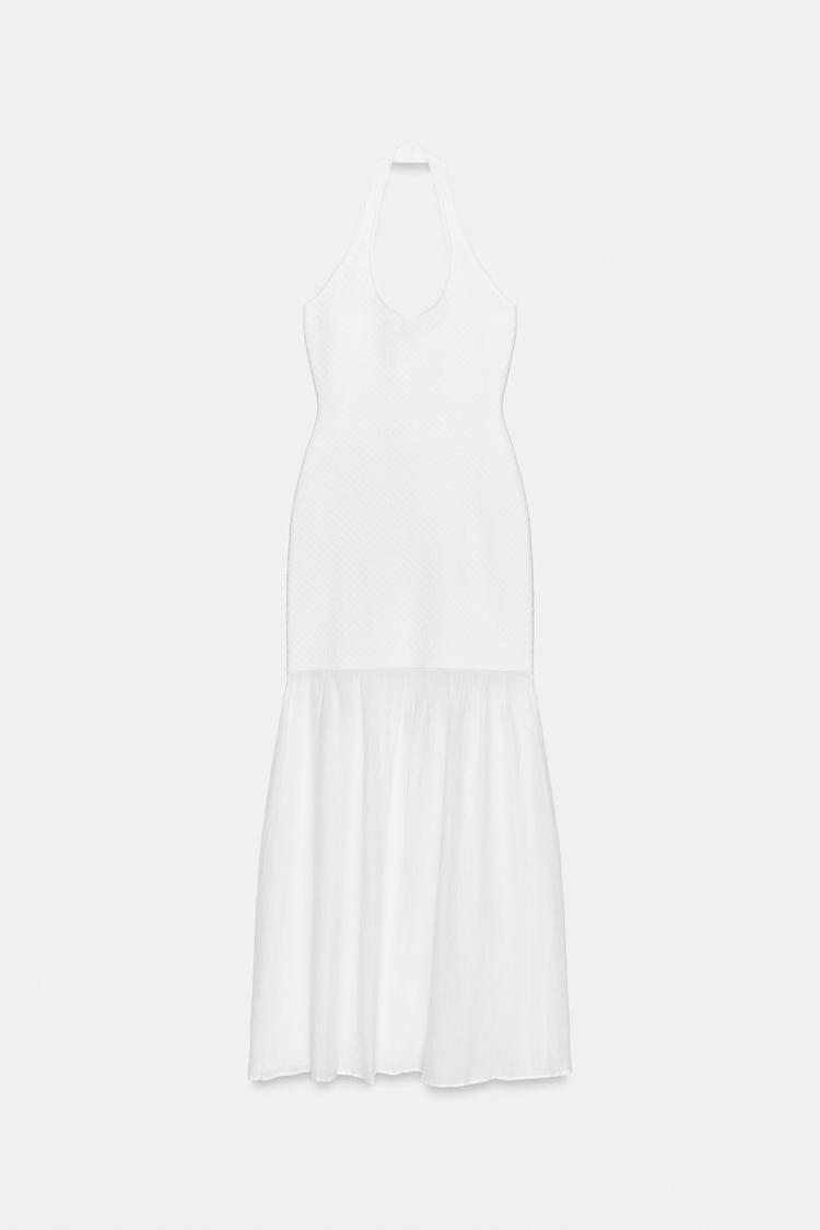 COMBINED KNIT HALTER DRESS