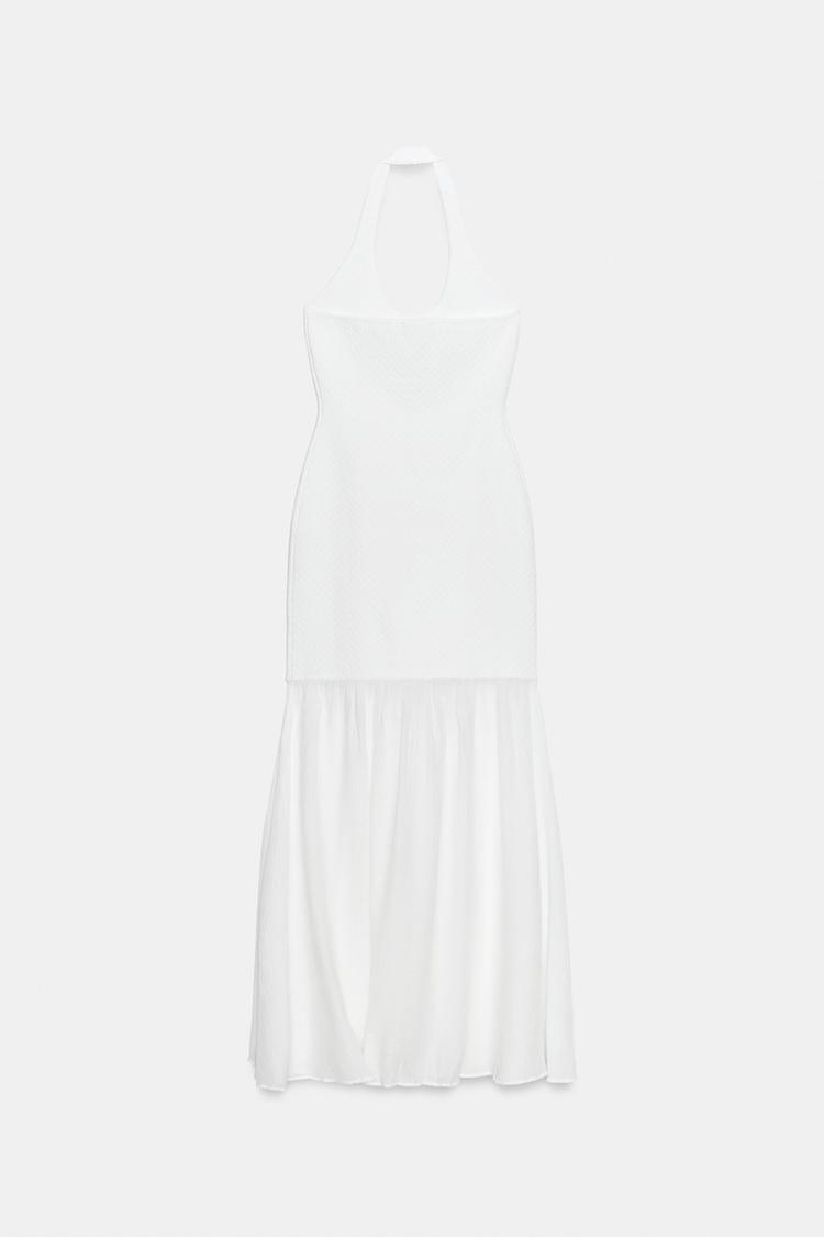 COMBINED KNIT HALTER DRESS