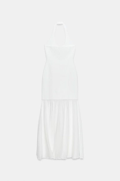 COMBINED KNIT HALTER DRESS