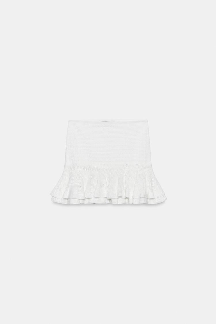 KNIT MINI SKIRT WITH RUFFLES