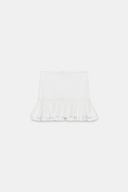 KNIT MINI SKIRT WITH RUFFLES