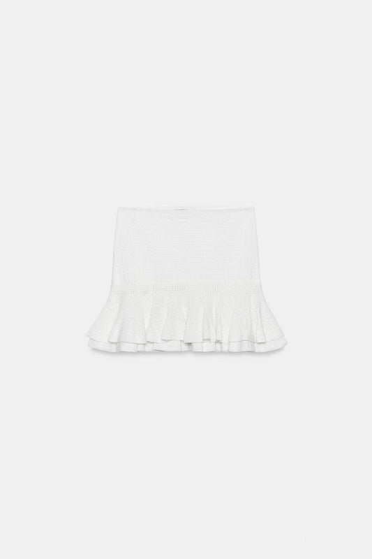 KNIT MINI SKIRT WITH RUFFLES