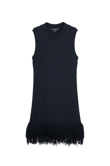 RIB KNIT FRINGED DRESS