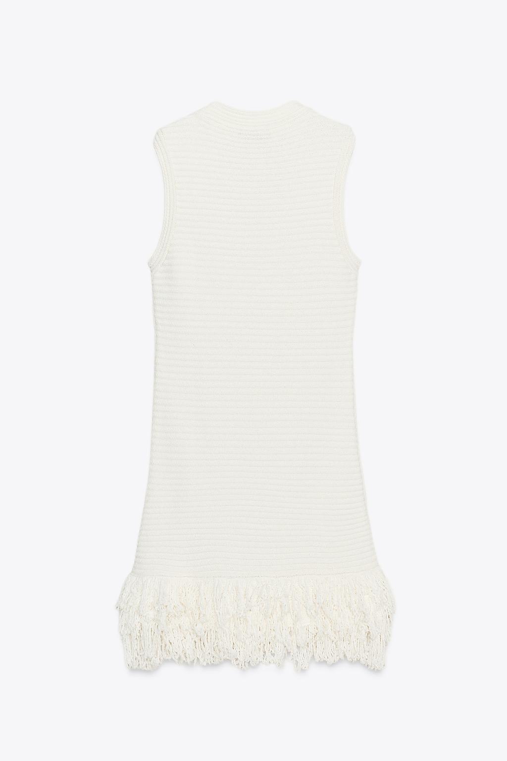 RIB KNIT FRINGED DRESS