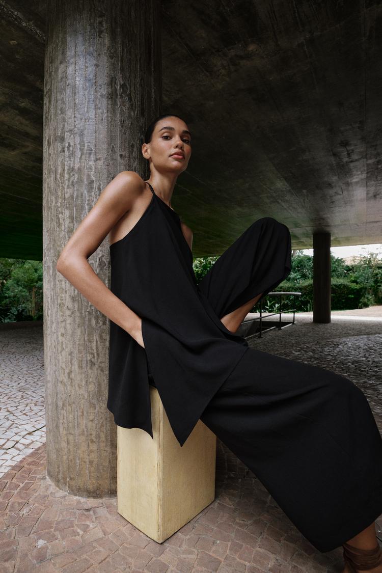 DOUBLE-LAYER BRAIDED STRAP JUMPSUIT