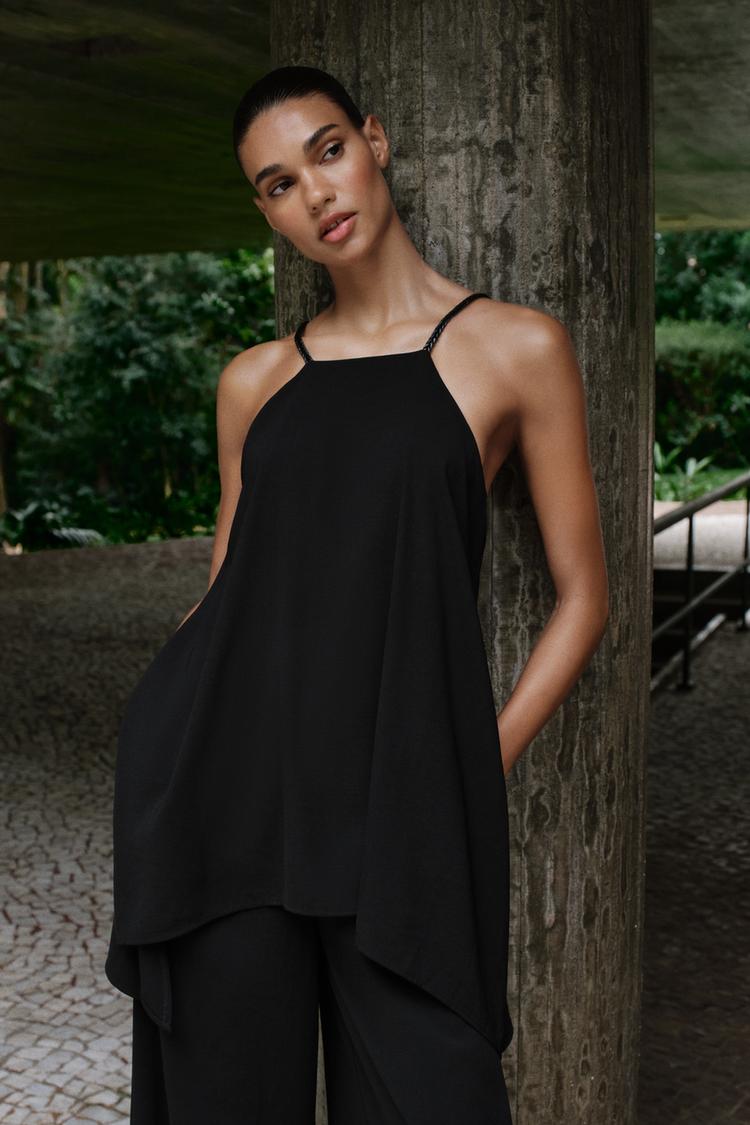 DOUBLE-LAYER BRAIDED STRAP JUMPSUIT