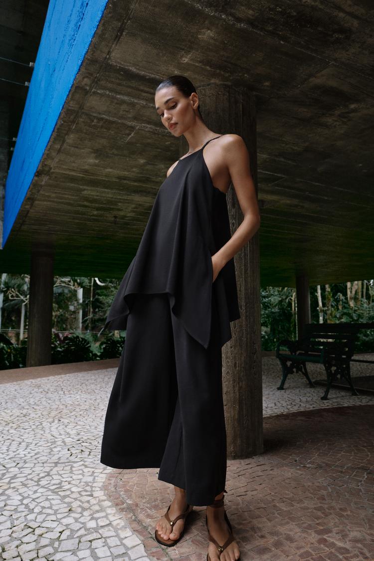 DOUBLE-LAYER BRAIDED STRAP JUMPSUIT