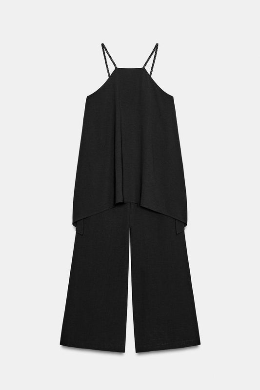 DOUBLE-LAYER BRAIDED STRAP JUMPSUIT