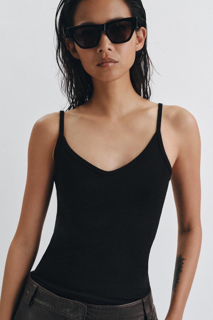 RIBBED STRAPPY TOP