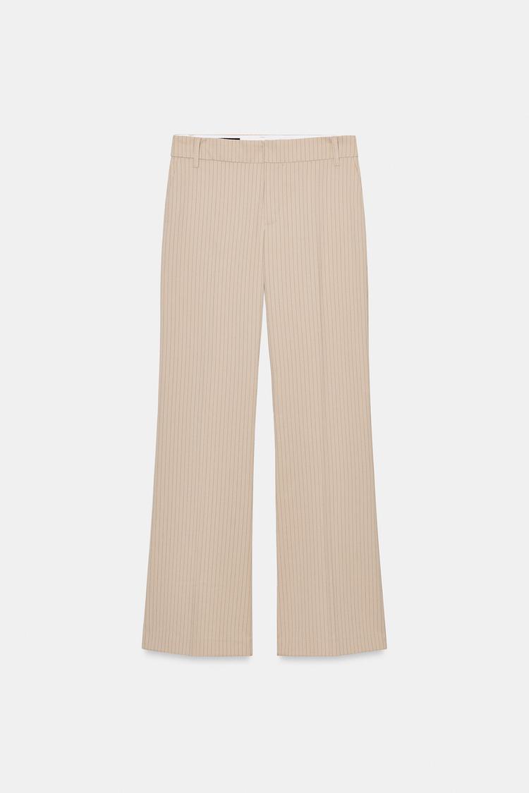 PINSTRIPE STRAIGHT-LEG TROUSERS