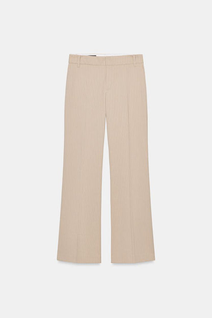 PINSTRIPE STRAIGHT-LEG TROUSERS