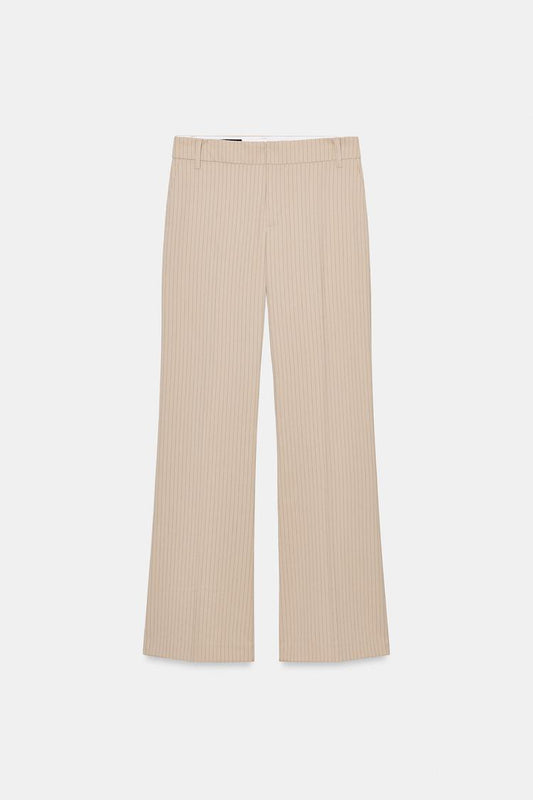 PINSTRIPE STRAIGHT-LEG TROUSERS