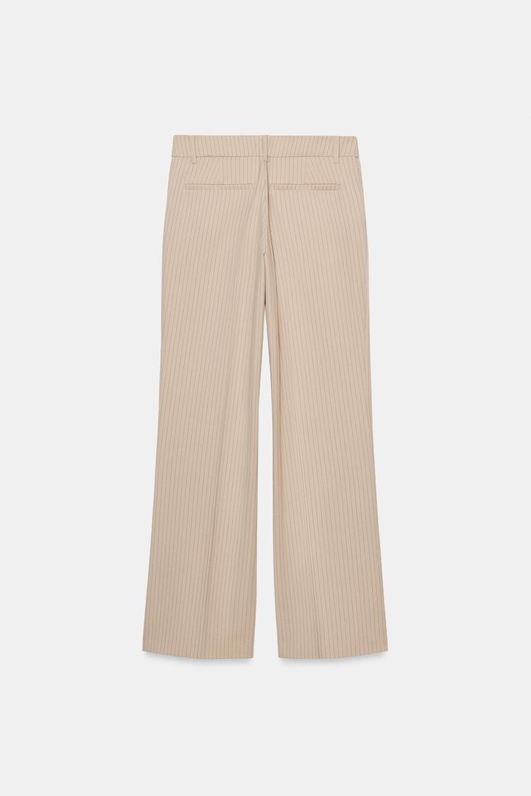 PINSTRIPE STRAIGHT-LEG TROUSERS