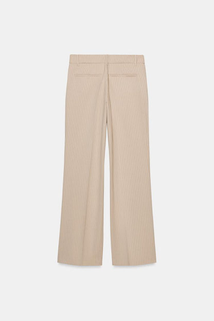 PINSTRIPE STRAIGHT-LEG TROUSERS
