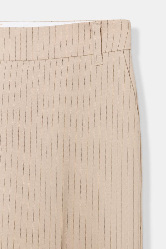 PINSTRIPE STRAIGHT-LEG TROUSERS