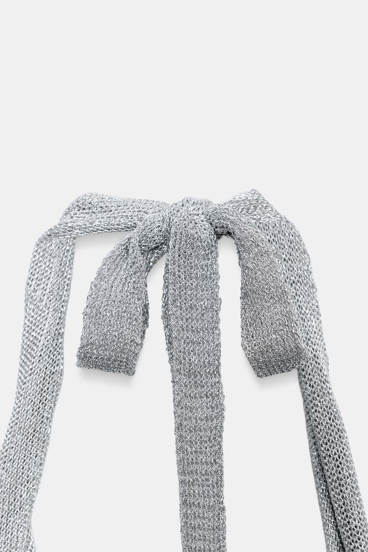 HALTER KNIT METALLIC THREAD TOP