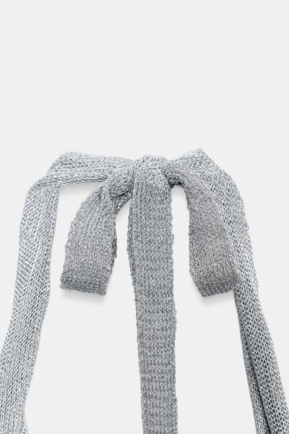 HALTER KNIT METALLIC THREAD TOP