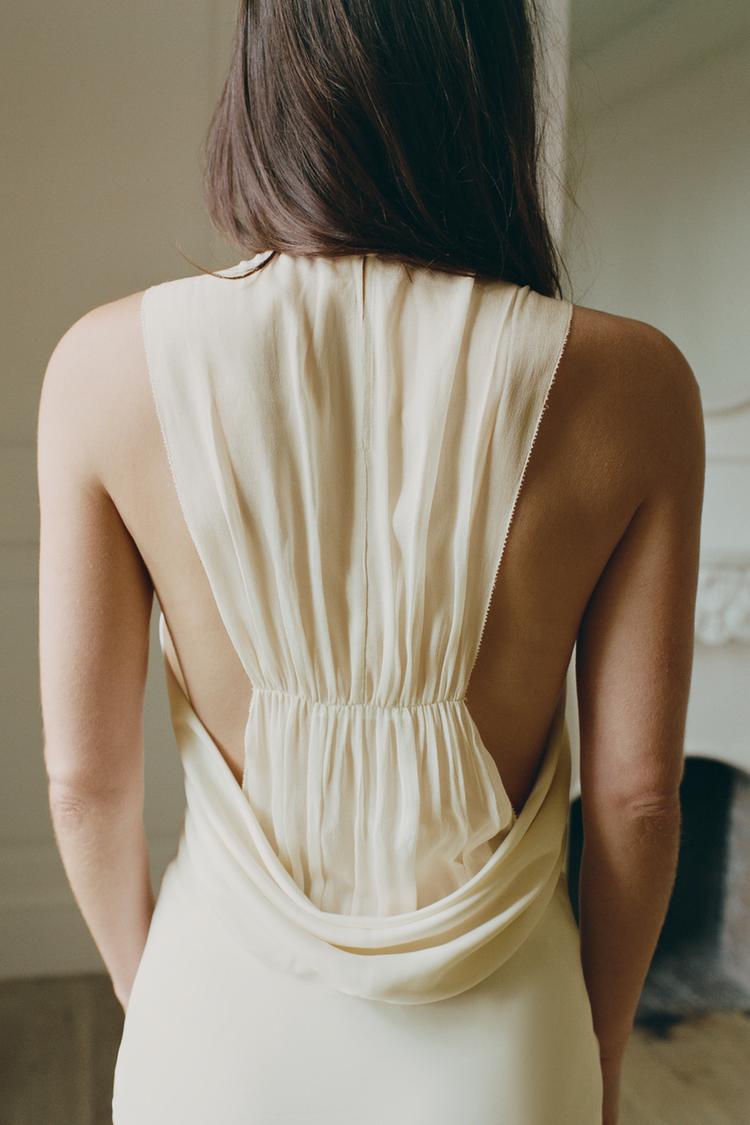LONG COMBINED SATIN DRESS
