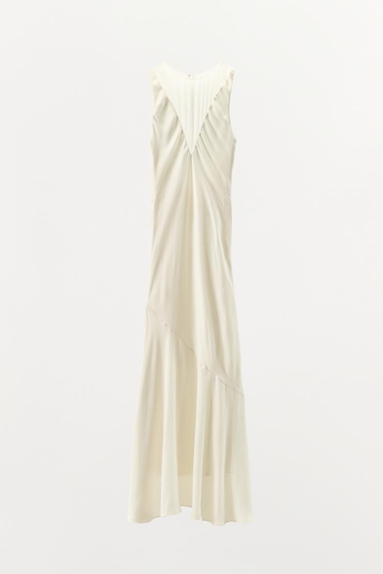 LONG COMBINED SATIN DRESS
