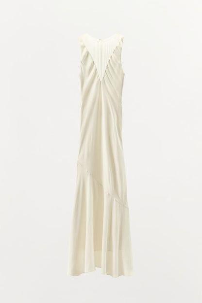 LONG COMBINED SATIN DRESS
