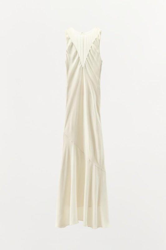 LONG COMBINED SATIN DRESS