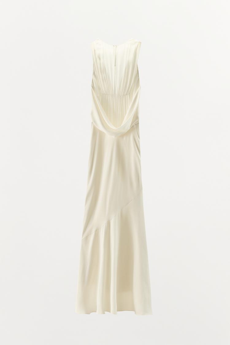LONG COMBINED SATIN DRESS