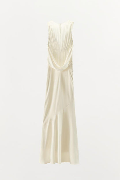 LONG COMBINED SATIN DRESS