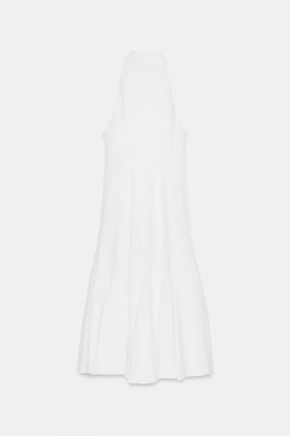 HALTER NECK MIDI DRESS WITH GODET HEM