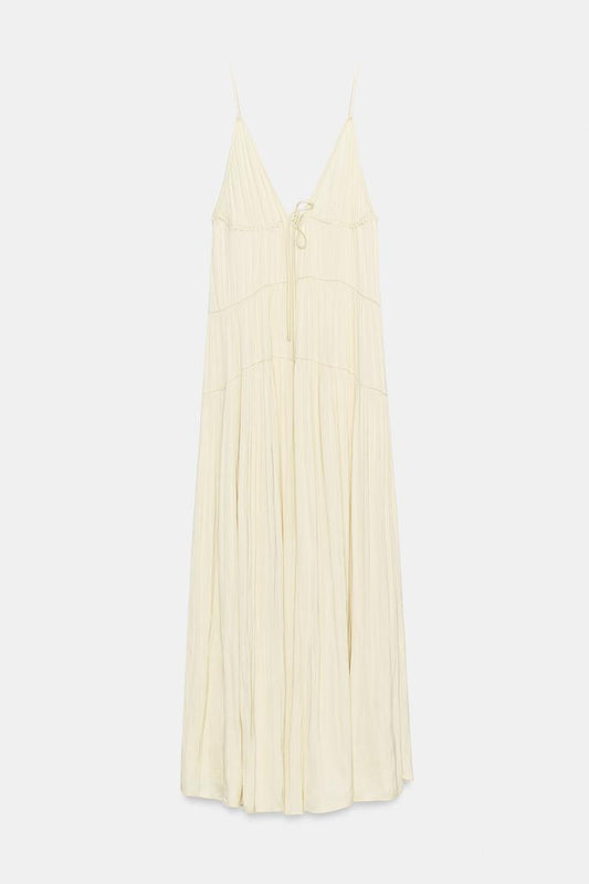GATHERED SATIN LONG DRESS