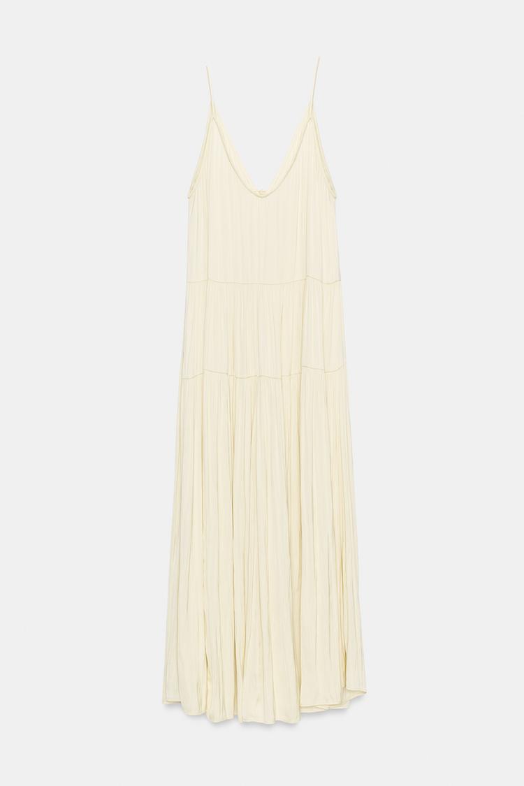 GATHERED SATIN LONG DRESS