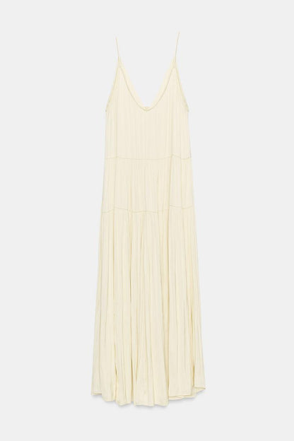 GATHERED SATIN LONG DRESS