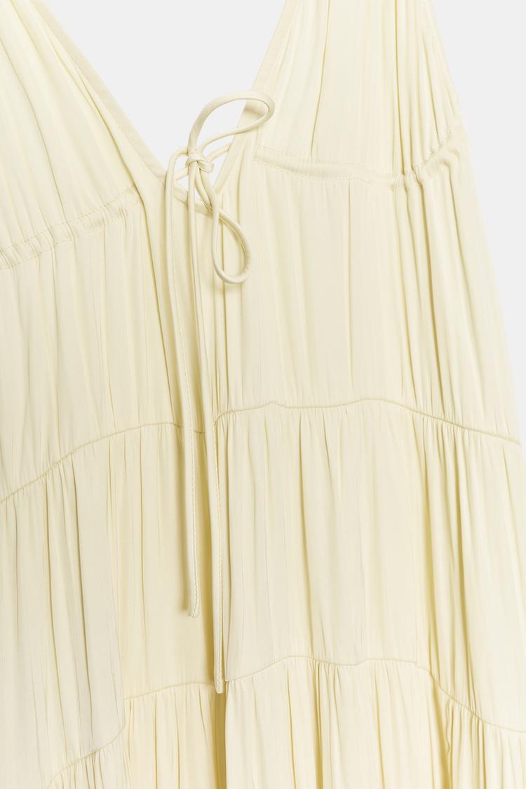 GATHERED SATIN LONG DRESS