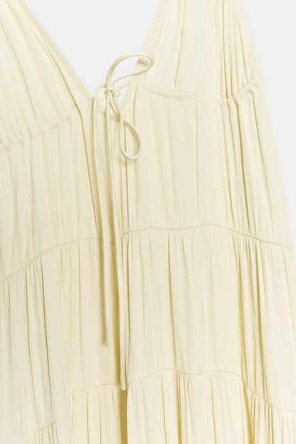 GATHERED SATIN LONG DRESS