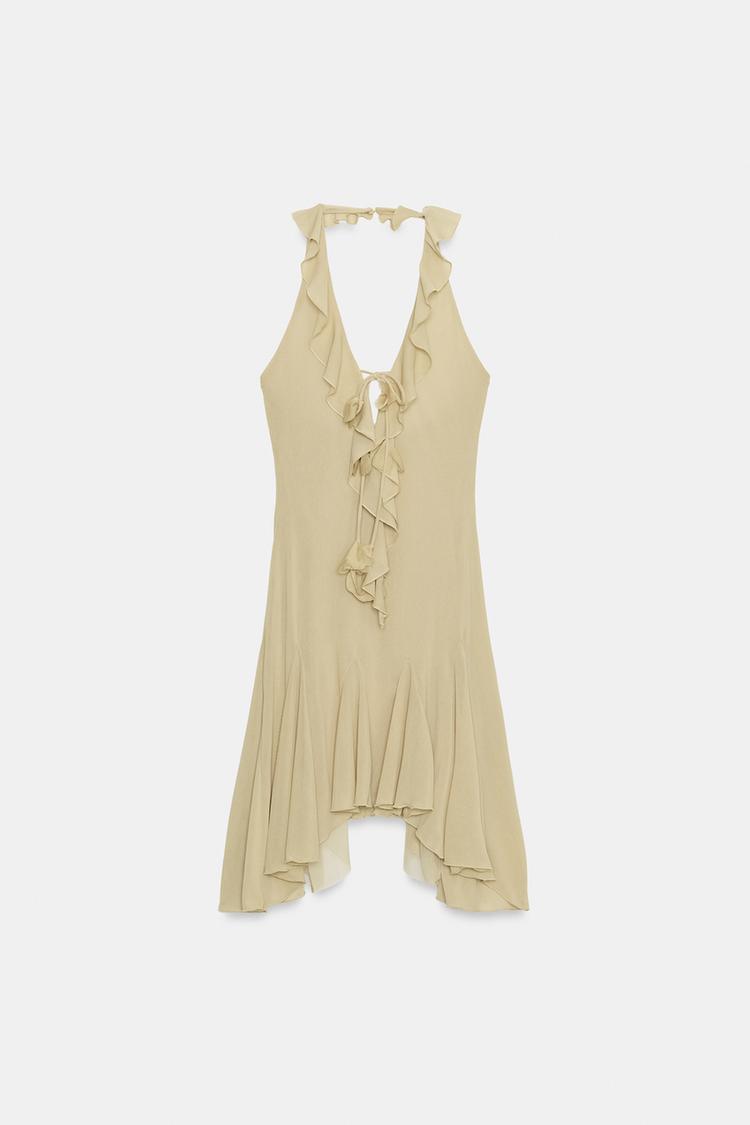 HALTERNECK DRESS WITH RUFFLES