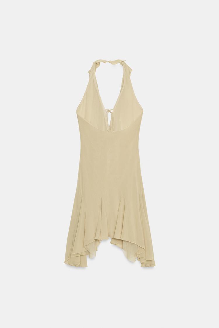 HALTERNECK DRESS WITH RUFFLES