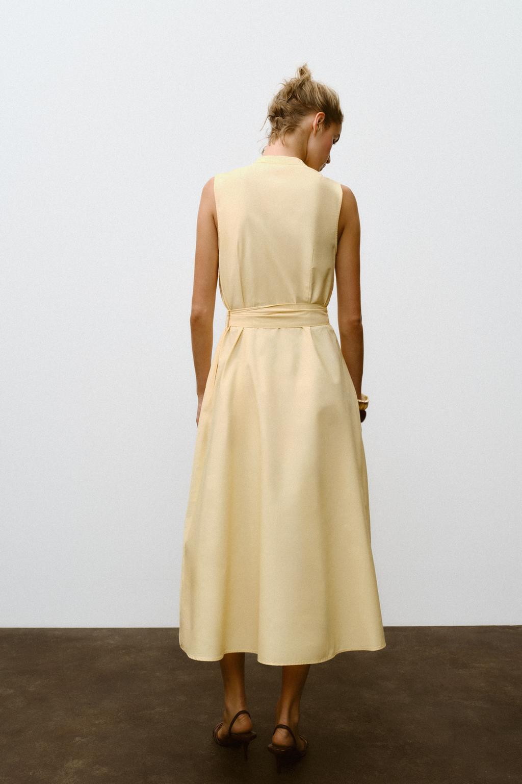 POPLIN MIDI DRESS WITH BELT
