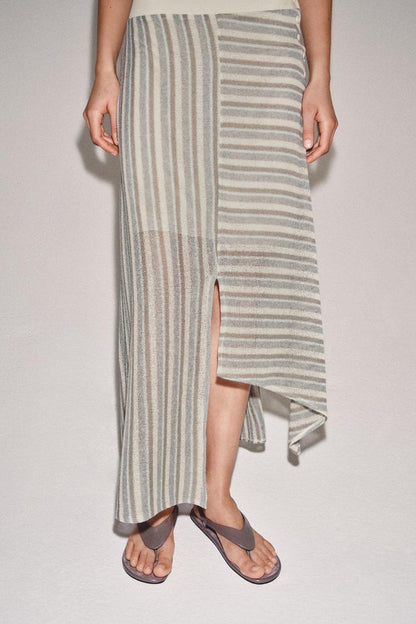 ASYMMETRIC STRIPED SKIRT