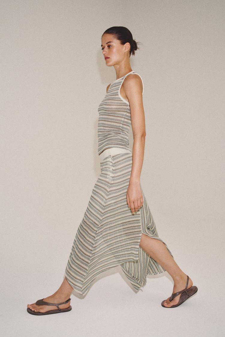 ASYMMETRIC STRIPED SKIRT