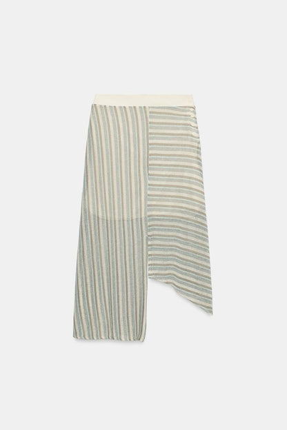 ASYMMETRIC STRIPED SKIRT