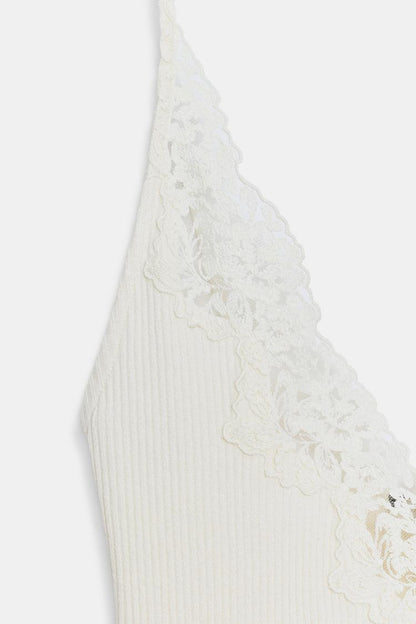 RIB KNIT LACE TOP
