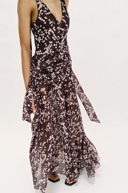 LONG DOTTED TULLE DRESS