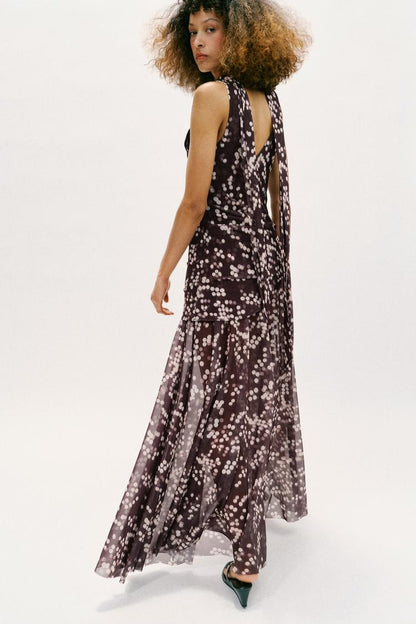 LONG DOTTED TULLE DRESS