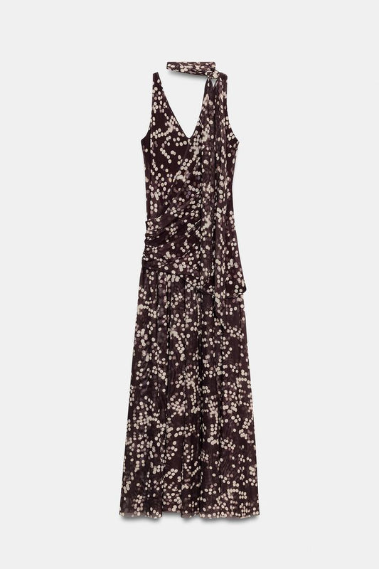 LONG DOTTED TULLE DRESS