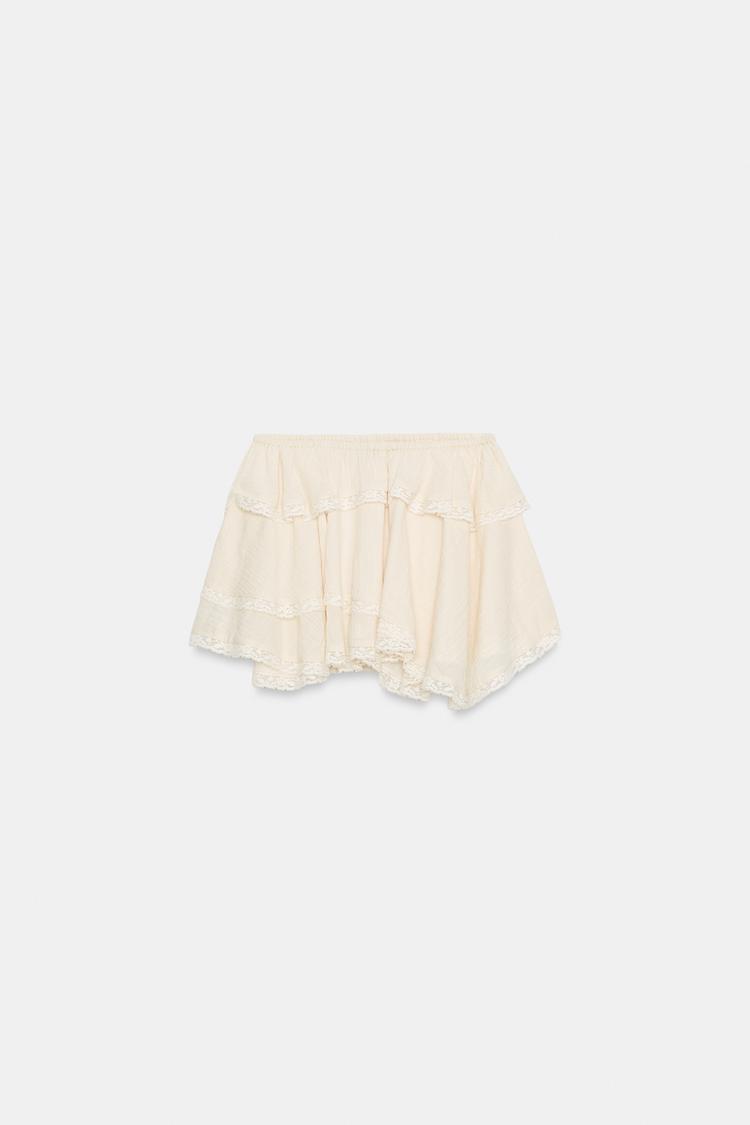 LACE RUFFLE MINI SKIRT